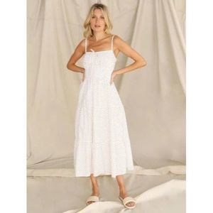 Faithful The Brand tiered sundress size 10 women’s Alexia midi 5658 Dot White